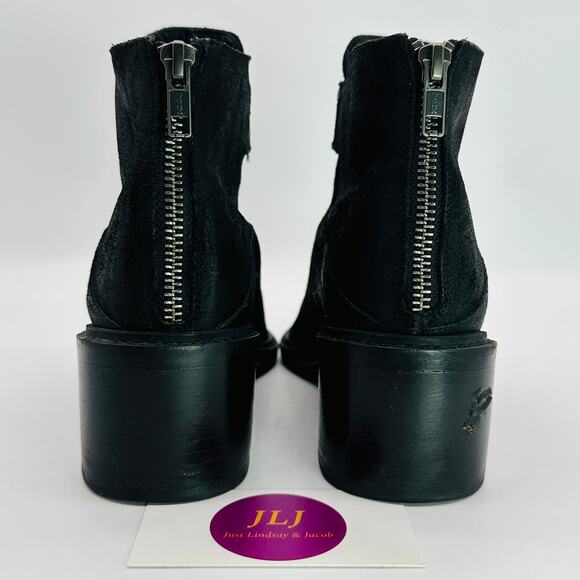 Helmut Lang Women's Black Oiled Leather Block Heel Ankle Booties Size 38 EU/8 US - Picture 6 of 13